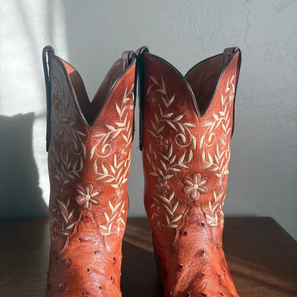 Tony Lama Signature Series Ostrich Leather Western Boots – Women’s 9B - Picture 7 of 16